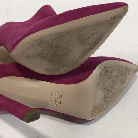 Women's Stuart Weitzman Fuchsia Suede Pointed-Toe Mule Heels Size 8.5 - Picture 6 of 6